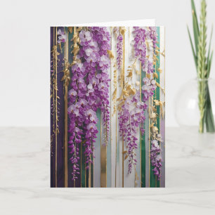 Blooming Tapet Violet Guld Wisteria Kort
