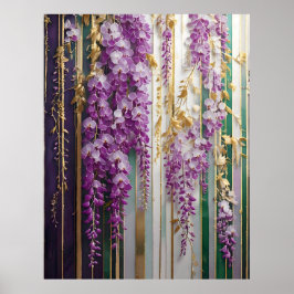 Blooming Tapet Violet Guld Wisteria Poster