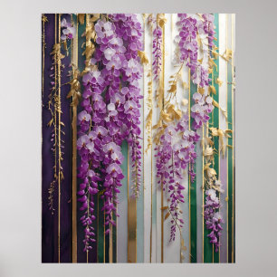 Blooming Tapet Violet Guld Wisteria Poster