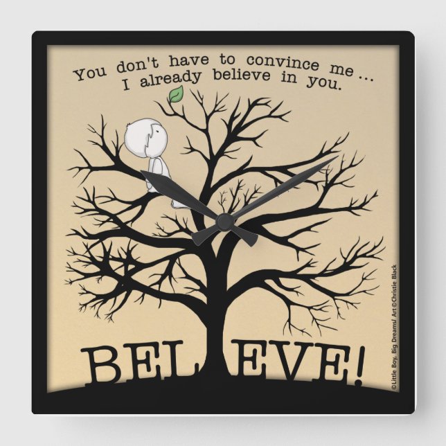 Blooming Träd Fyrkantig Klocka (Framsida)