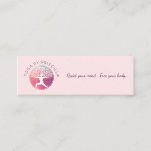 Blooming Träd Woman Yoga Pose Logotyp Mini Visitkort