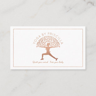 Blooming Träd Woman Yoga Pose Logotyp Visitkort