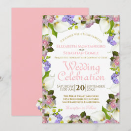 Blooming Vår Pastel Blommigt Ram Bröllop Inbjudningar