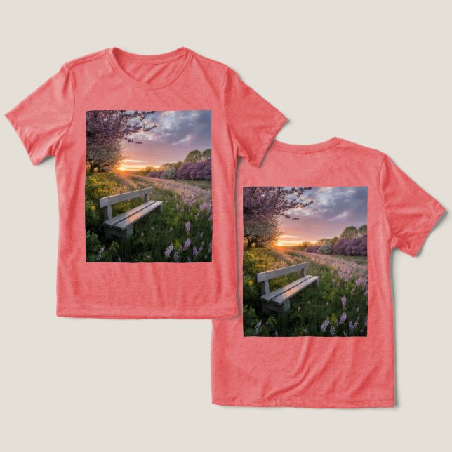 Blooming Vår Sunset T-Shirt (Design fram och bak)