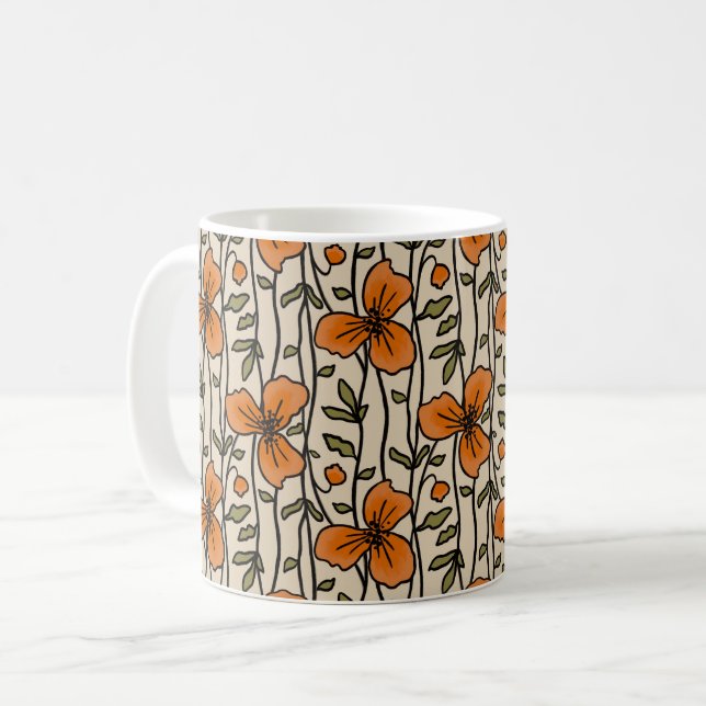 Blooming Vertical Garden Delight Orange Flowers Kaffemugg (Framsida vänster)