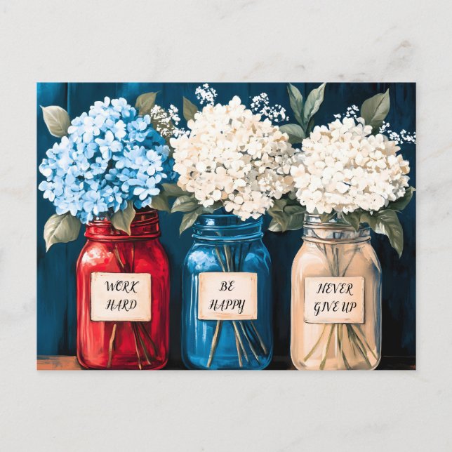 Blooming Vintage Land Hydrangea Trio Helg Vykort (Framsida)