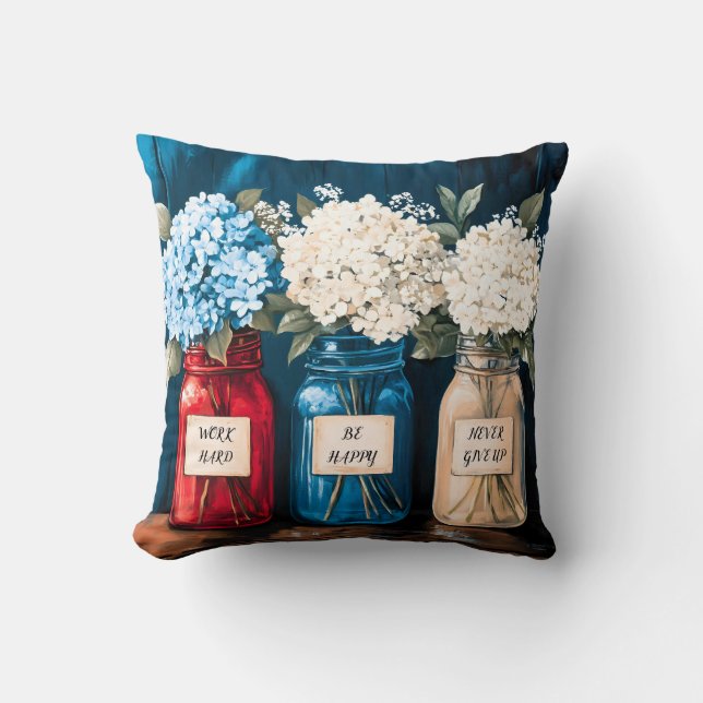 Blooming Vintage Land Hydrangea Trio Kudde (Framsida)