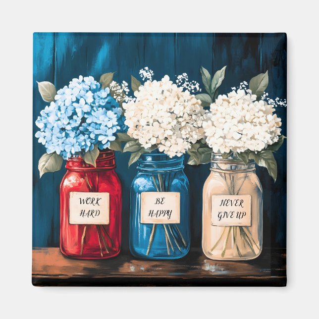 Blooming Vintage Land Hydrangea Trio Magnet (Framsidan)