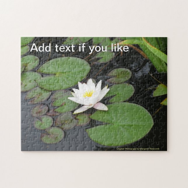 Blooming White Vatten Lily Jigszle Puzzle Pussel (Horisontell)