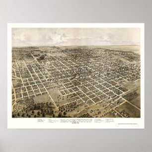 Bloomington, IL Panoramic Karta - 1867 Poster