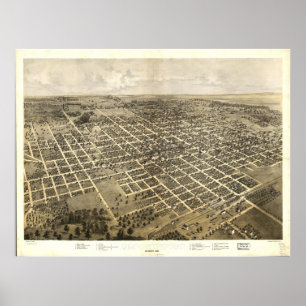 Bloomington Illinois 1867 antika panorama- karta Poster