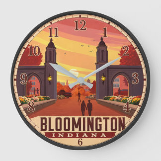 Bloomington Indiana College Town Travel Poster Stor Klocka
