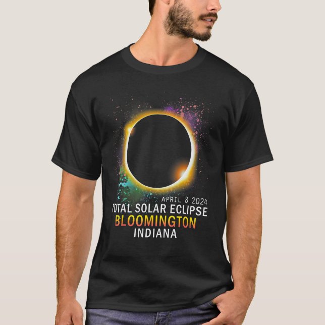 Bloomington Indiana Total Solar Eclipse April 8 20 T Shirt (Framsida)