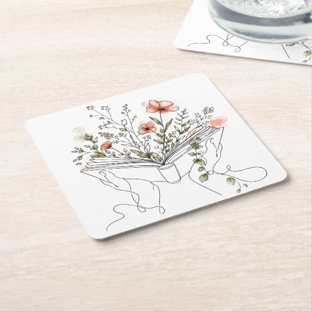 Bloom's Bok Botaniska Linje Konst Underlägg Papper Kvadrat (Vinklad)