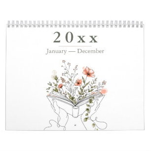Blooms Book Botanisk Linje Konst Kalender