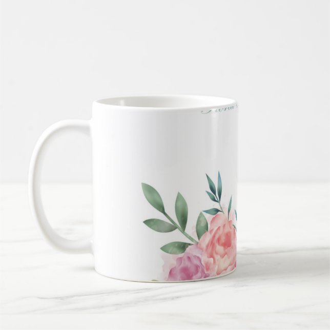 "Blooms in a Kopp: Blommigt Elegance Mugg" Kaffemugg (Vänster)