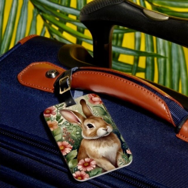  Blooms och Bunny Luggage Tag Bagagebricka (Skapare uppladdad)