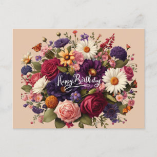 Blooms of Firande Birthday Postcard Helg Vykort