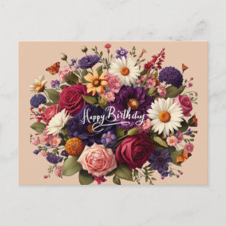 Blooms of Firande Birthday Postcard Helg Vykort