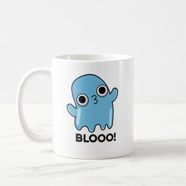 Blooo Funny Blue Ghost Pun Kaffemugg (Vänster)