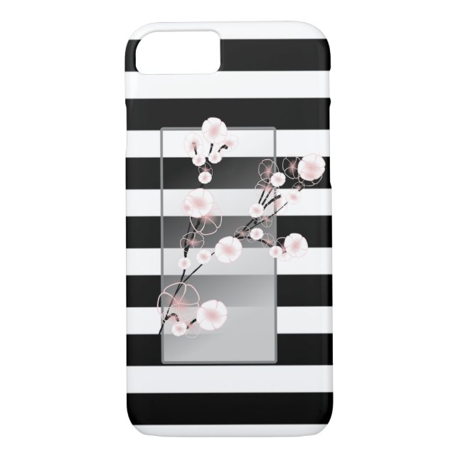 Bloosom Flowers Black White Rand Case-Mate iPhone Skal (Baksida)