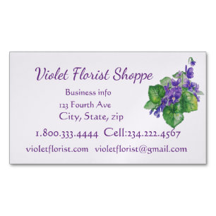 Blorist Natur Blommor Watercolor Violet Plant Magnetiska Visitkort