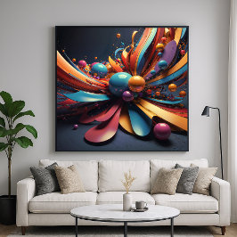 Blossom - Abstrakt 3D-renderad konststil Poster
