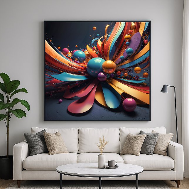 Blossom - Abstrakt 3D-renderad konststil Poster (Skapare uppladdad)