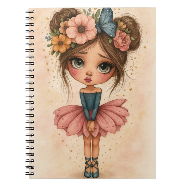 Blossom Ballerina Girl Notebook Anteckningsbok (Framsidan)