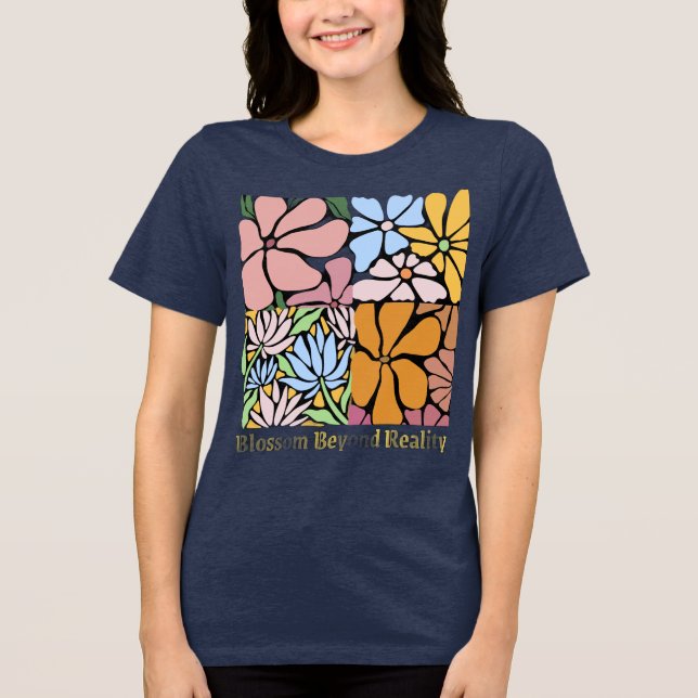 Blossom Beyond Reality – Abstract Flower Art Desig T Shirt (Framsida)