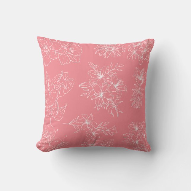 Blossom Elegance – Soft Pink Floral Pillow Kudde (Framsida)
