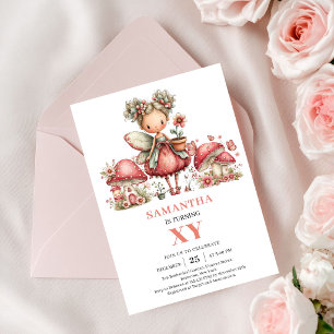 Blossom Fairys 2-års födelsedags rosenskära blommi Inbjudningar