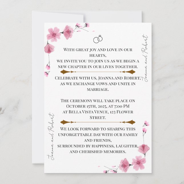 Blossom Love Wedding Invitation Inbjudningar (Framsida)