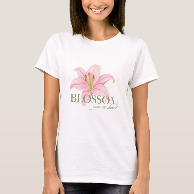 "Blossom & Loved" Blomstergrafisk T-shirt (Framsida)