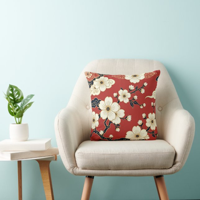 Blossom Nouveau | Elegant blomkonst Kudde (Stol)