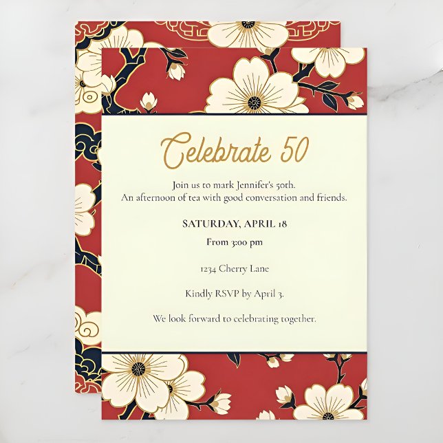 Blossom Nouveau | Elegant Floral Anpassad Inbjudningar (Placeholder Text)