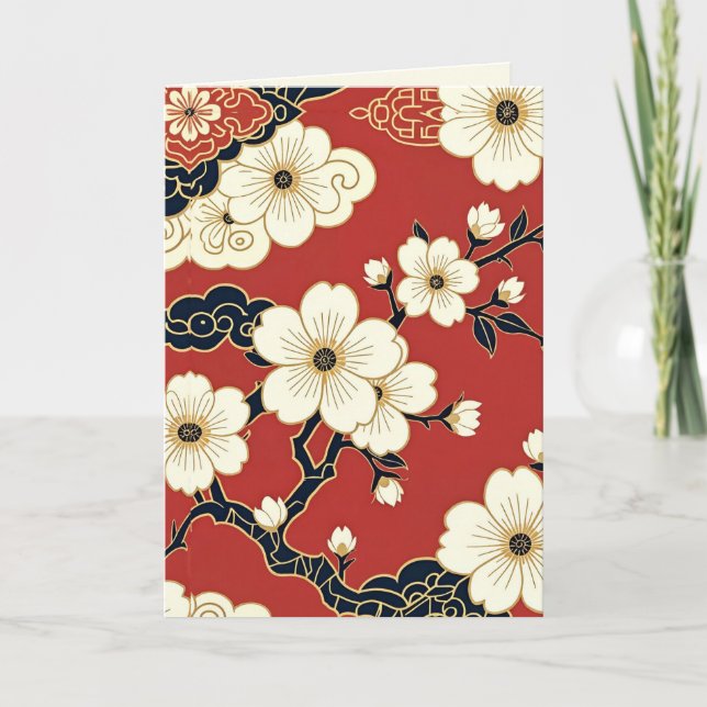 Blossom Nouveau | Elegant Floral Art Card Kort (Framsida)