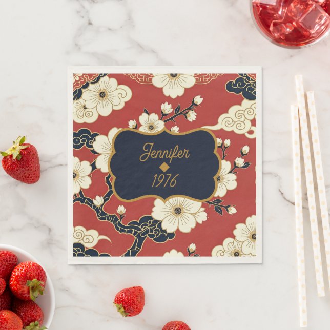 Blossom Nouveau | Elegant Floral Custom Pappersservett (Insitu)