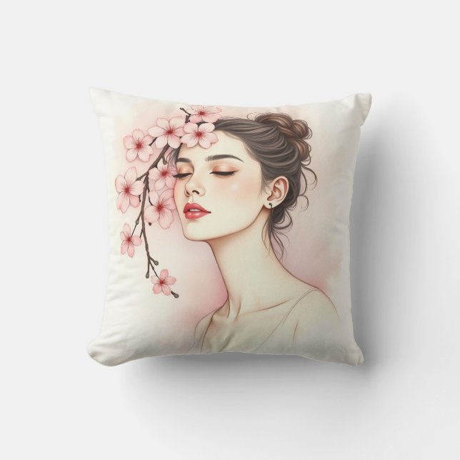 Blossom Serenity – Feminine Floral Kudde (Framsida)
