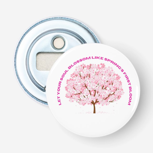 Blossom Serenity – Pink Floral Tree Art Flasköppnare (Framsidan)