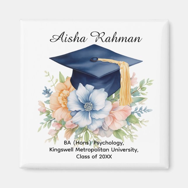 🎓Blossom & Tassel Graduation Mug Magnet (Framsidan)