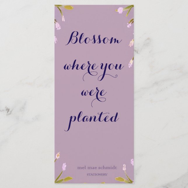 Blossom where you´re planted Bookmark Lesezeichen Meny (Framsida)