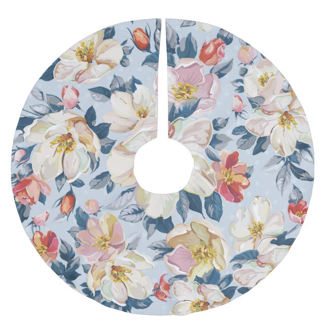 Blossomande äpple träd, elegans mönster. julgransmatta borstad polyester (Framsidan)