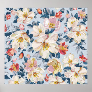 Blossomande äpple träd, elegans mönster. poster