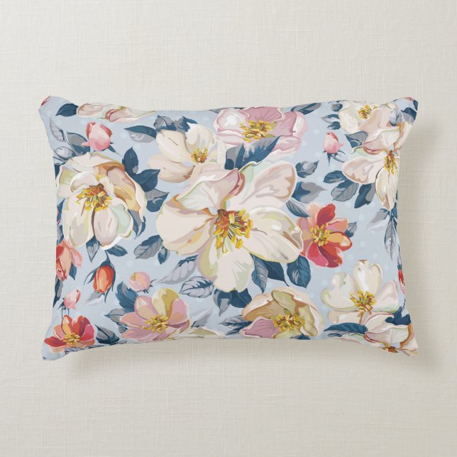 Blossomande äpple träd, elegans mönster. prydnadskudde (Framsidan)