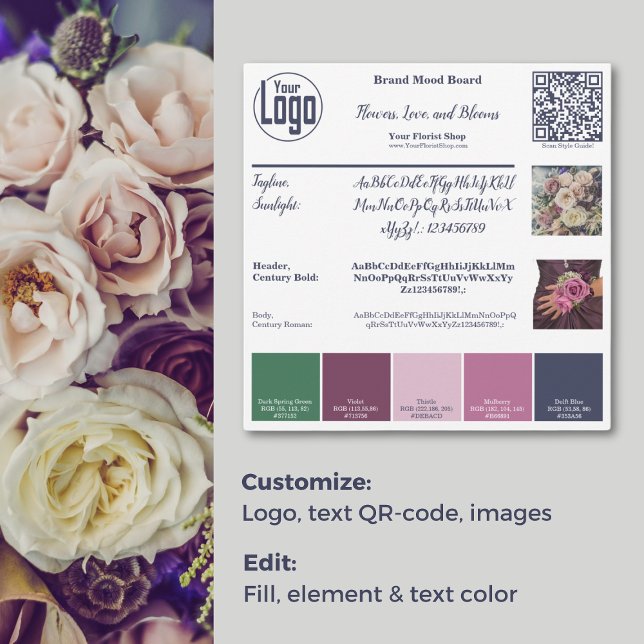 Blossomerande identitet: Florist Brand Mood Board  Inbjudningar (Blossoming Identity: Florist Brand Mood Board Card)