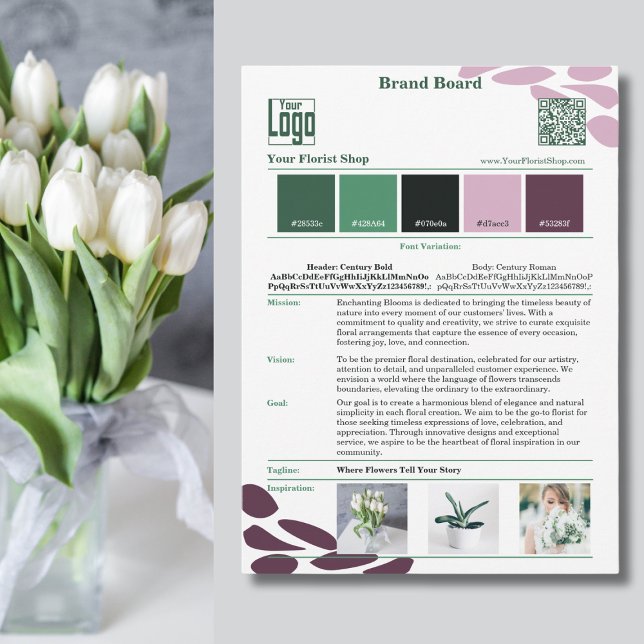 Blossomerande identitet: Florist Brand Mood Board  Inbjudningar (Blossoming Identity: Florist Brand Mood Board Card)