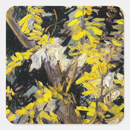 Blossoming Acacia Grenar (1890) Vincent Van Gogh Fyrkantigt Klistermärke