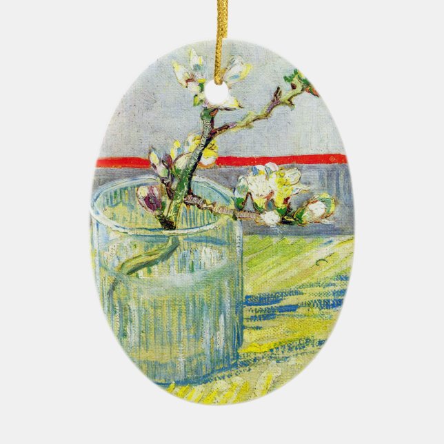 Blossoming Almond Gren av Vincent van Gogh Julgransprydnad Keramik (Framsidan)