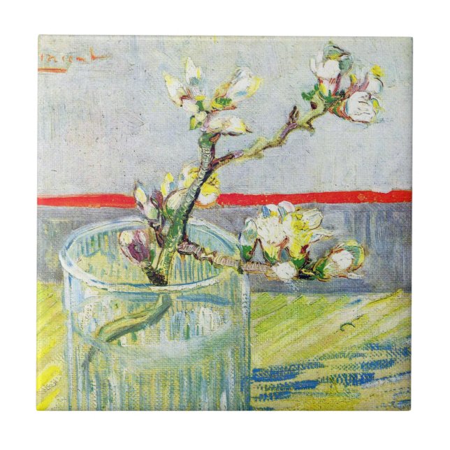 Blossoming Almond Gren av Vincent van Gogh Kakelplatta (Framsidan)
